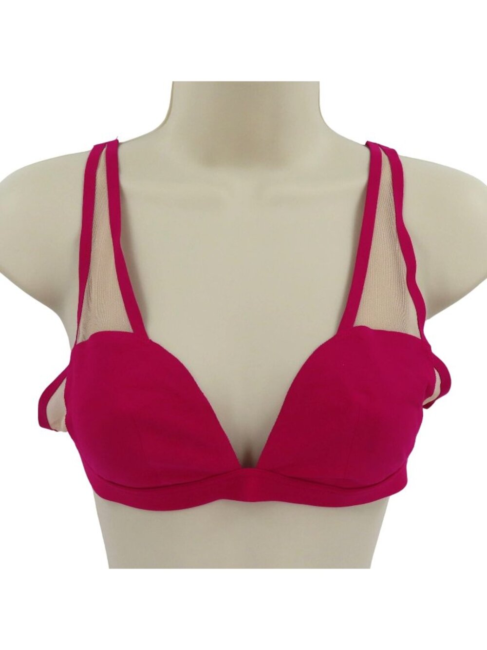 Victorias Secret Womens Small Plunge Bralette 0UNC Pink Wireless Unlined Mesh